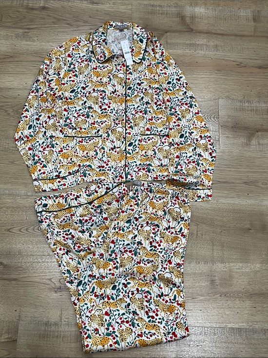 J. Crew Other - J. Crew Women’s Leopard & Berry Print Pajama Set | Ivory, Yellow, Red, Green